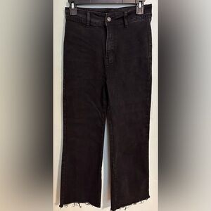 Women High Rise Flare Black Jeans Stretch Waist 27 Size S